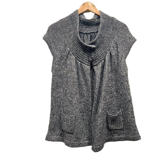 Lapis Womens Gray Cap Sleeve Knitted Front Pockets Cardigan Sweater Size Medium - Picture 12 of 12